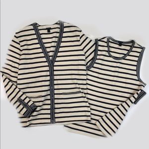NWOT J Crew Metallic-Trim Striped Cardigan & Shell